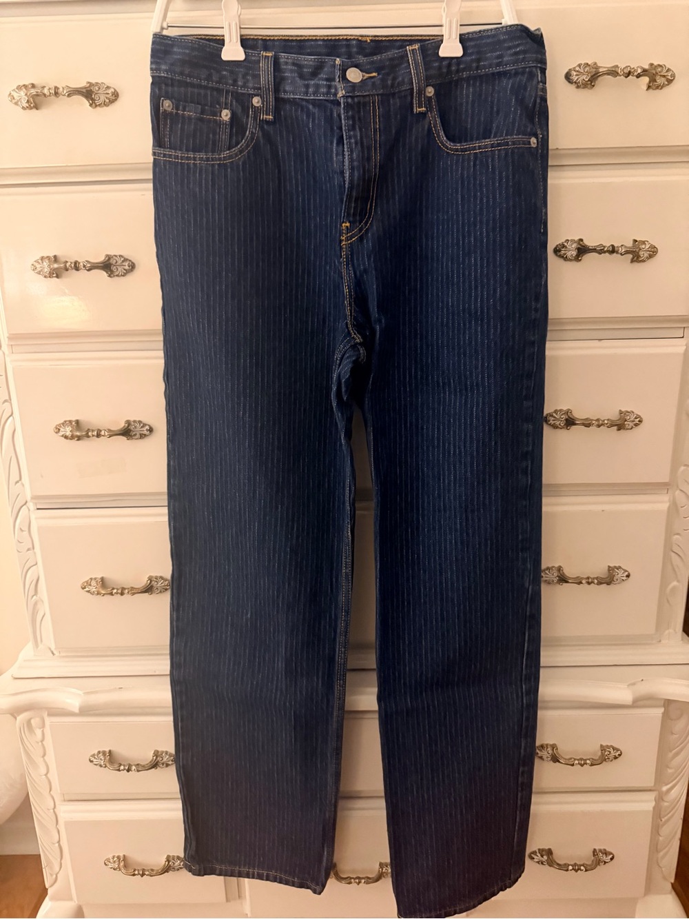 Levi's relaxed Blue Pinstripe Straight Jeans